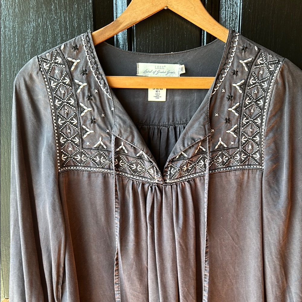 H&M L.O.G.G. Embroidered Gray/black Dress